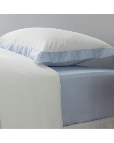 Drap housse luxe en Satin de coton Bleu ciel 140x200 cm