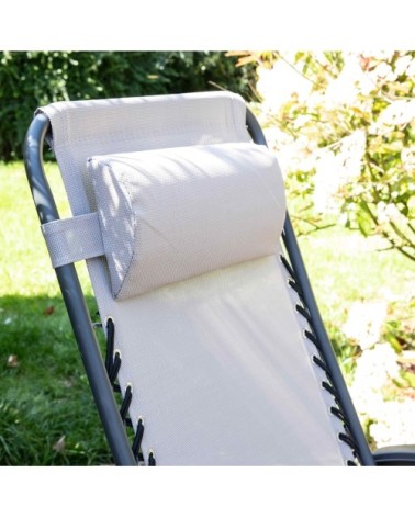 Fauteuil relax de jardin en acier et textilène inclinable taupe
