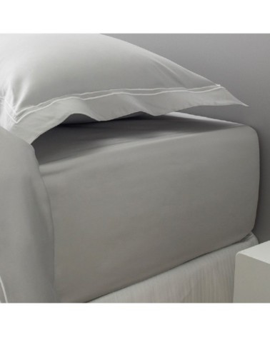 Drap housse luxe en Satin de coton Gris clair 140x200 cm