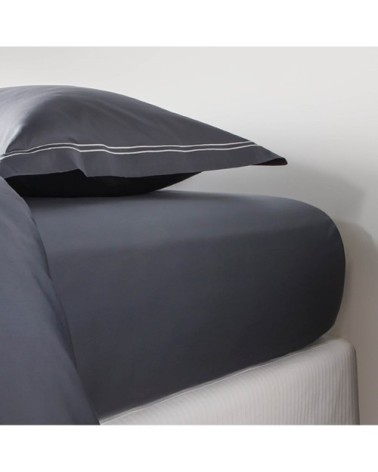Drap housse luxe en Satin de coton Gris 140x200 cm