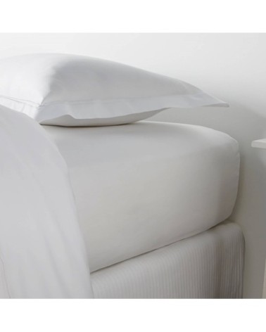 Drap housse luxe en Satin de coton Blanc 180x200 cm