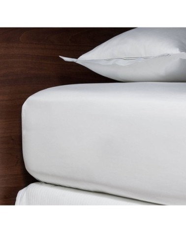Drap housse luxe en Satin de coton Blanc 180x200 cm