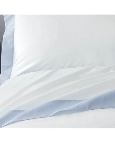 Drap plat luxe en Satin de coton Bleu ciel 240x310 cm