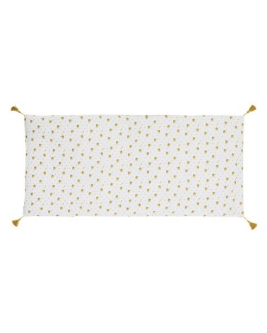 Housse de matelas de sol en coton bio blanc, blanc et jaune 60x120