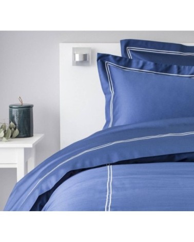 Drap plat luxe en Satin de coton Bleu 270x310 cm