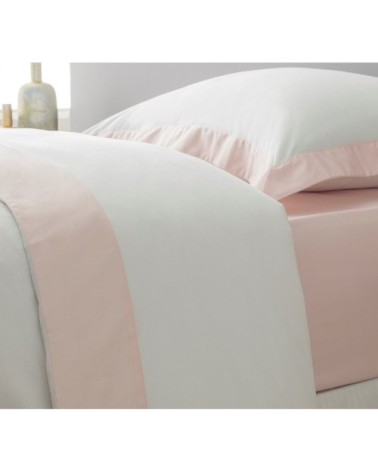 Drap plat luxe en Satin de coton Rose pâle 270x310 cm