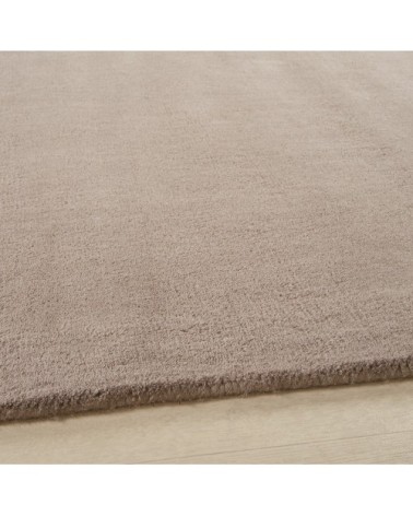 Tapis à poils courts en laine taupe clair 140 x 200 cm SOFT