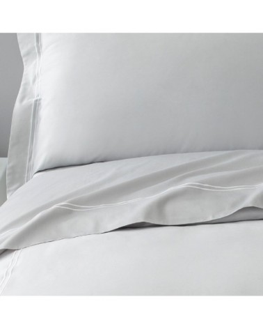 Drap plat luxe en Satin de coton Gris clair 240x310 cm