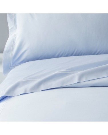 Drap plat luxe en Satin de coton Bleu ciel 270x310 cm