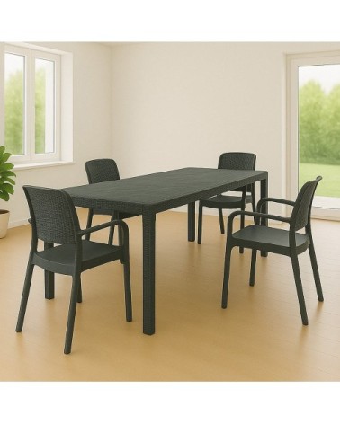 Ensemble table et chaises plastique noir