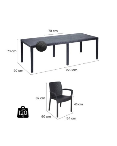 Ensemble table et chaises plastique noir