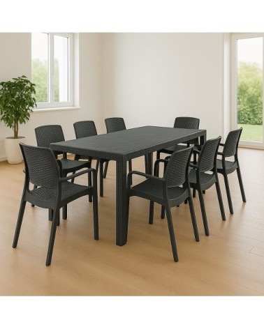 Ensemble table et chaises noir anthracite