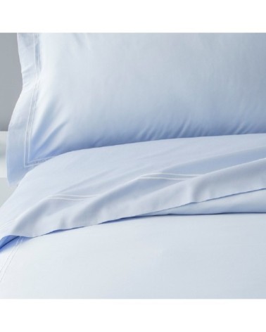 Housse de couette luxe en Satin de coton  Bleu ciel 260x240 cm