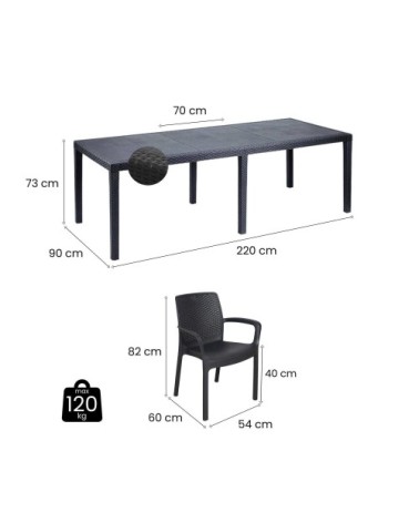 Ensemble table et chaises noir anthracite