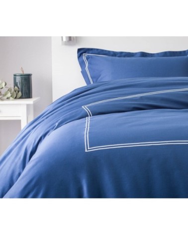 Housse de couette luxe en Satin de coton  Bleu 280x260 cm