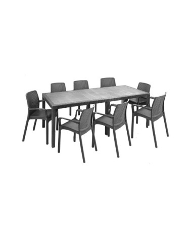 Ensemble table et chaises noir anthracite