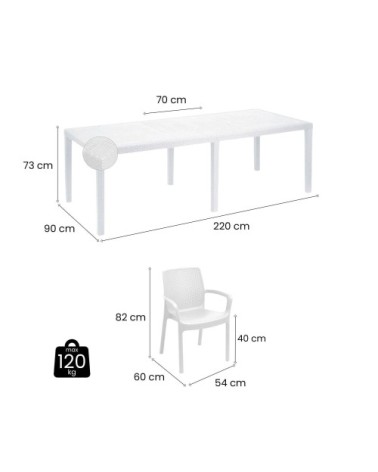 Ensemble table et chaises en plastique blanc