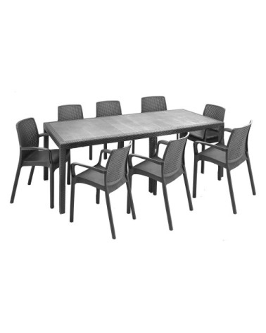 Salon de jardin en plastique noir anthracite