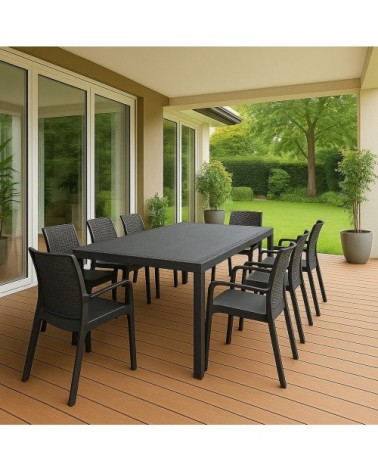 Salon de jardin en plastique noir anthracite