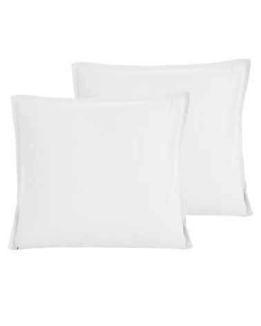 Lot de 2 taies d'oreiller en coton lavé bio Blanc 65x65 cm