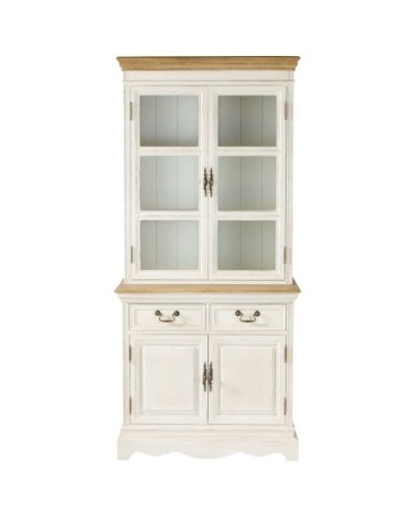 Vaisselier 2 portes en bois de pin crème L85