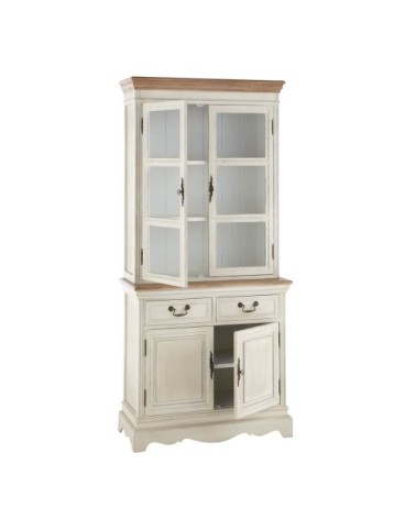 Vaisselier 2 portes en bois de pin crème L85