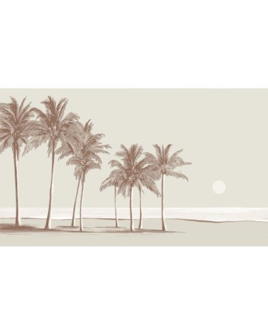 Papier peint panoramique palmiers 255 x 250  brun foncé