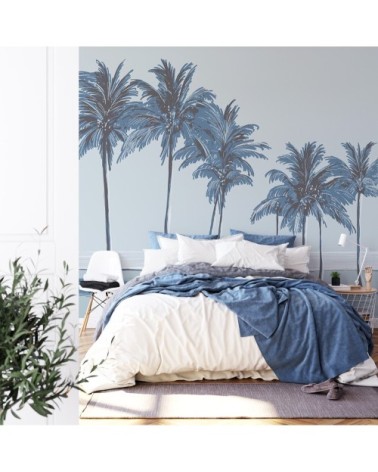 Papier peint panoramique palmiers 340 x 250  bleu