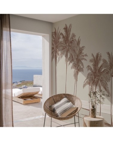 Papier peint panoramique palmiers 425 x 250  brun foncé