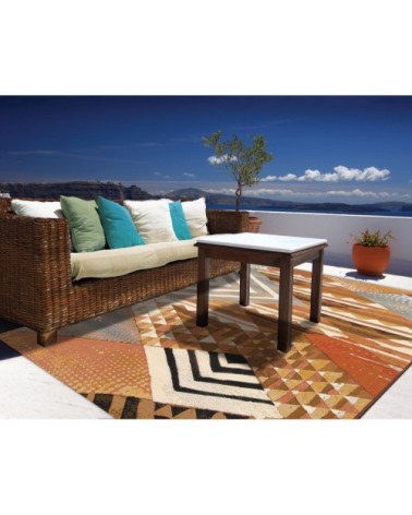 Tapis d'extérieur tissé plat - Marron multicolore 80x165 cm