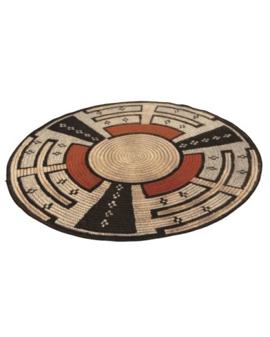 Tapis d'extérieur tissé plat - beige multicolore D60 cm