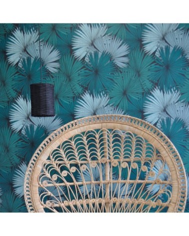 Suspension cylindrique en rotin noir D16