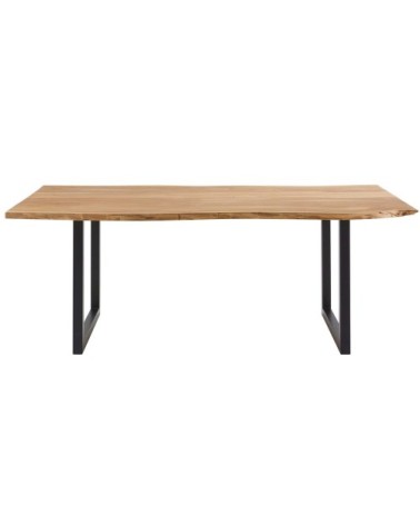 Table à manger industrielle en bois d'acacia et métal noir 8/10 personnes L200