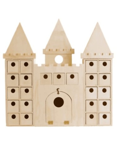 Calendrier de l'Avent château en bois à décorer 42x42cm