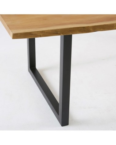 Table à manger industrielle en bois d'acacia et métal noir 8/10 personnes L200