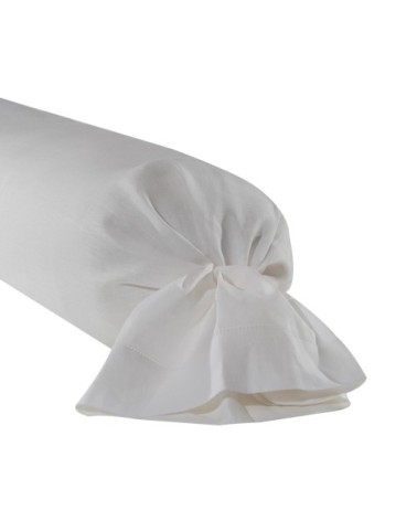 Taie de traversin en lin blanc 43x190