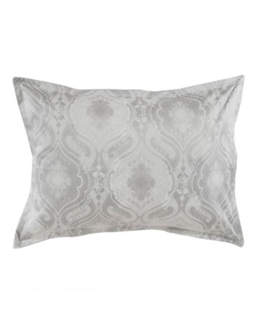 Taie d'oreiller en satin de coton gris argent 50x75