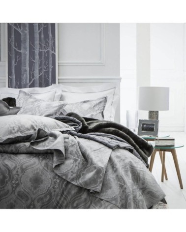 Taie d'oreiller en satin de coton gris argent 50x75