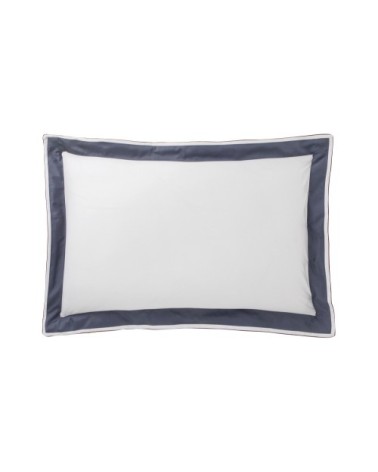 Taie d'oreiller en satin de coton blanc/bleu 50x75