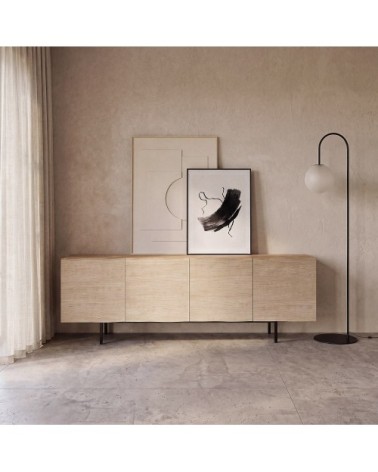 Buffet enfilade 4 portes placage chêne, L220 cm