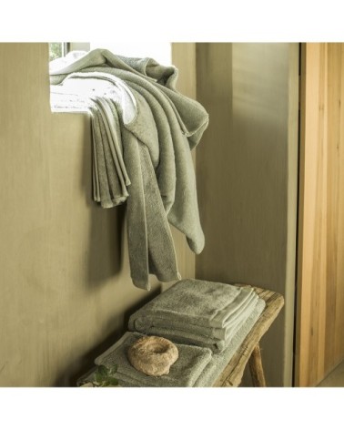 Serviette de bain en coton vert eucalyptus 40x60