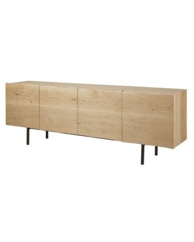 Buffet enfilade 4 portes placage chêne, L220 cm
