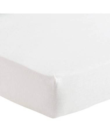 Drap housse en lin blanc 180x200