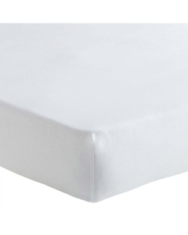 Drap housse en lin métis blanc 90x200