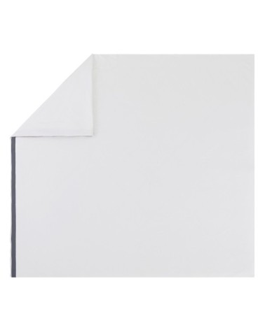 Housse de couette en satin de coton blanc neige/bleu marine 240x220