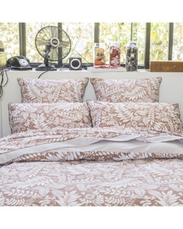 Housse de couette en percale de coton marron 260x240