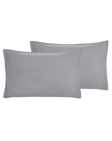 Lot de 2 taies d'oreiller en coton lavé bio Gris Perle 50x70 cm