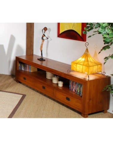 Meuble TV 3 tiroirs en teck