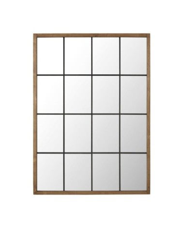 Grand miroir fenêtre rectangulaire en bois de pin et aluminium effet vieilli, 120x165 cm