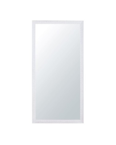 Grand miroir rectangulaire à moulures blanc grisé, 90x180 cm